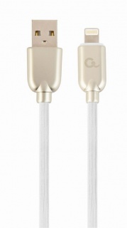 Cablu USB 2.0 la iPhone Lightning Premium 1m Alb, Gembird CC-USB2R-AMLM-1M-W