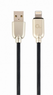 Cablu USB 2.0 la iPhone Lightning Premium 1m Negru, Gembird CC-USB2R-AMLM-1M