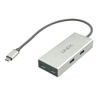 HUB USB 3.1 tip C la 2 x USB-A + 2 x USB-C, Lindy L43091