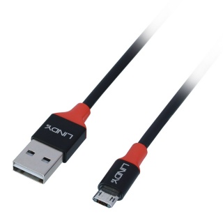 Cablu USB 2.0 la micro USB reversibil 1m Negru, Lindy L31467
