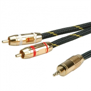 Cablu audio GOLD Jack 3.5mm Stereo la 2 x RCA ecranat T-T 5m, Roline 11.09.4276