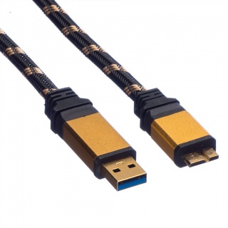Cablu USB 3.0 la micro USB-B T-T 0.8m GOLD, Roline 11.02.8878
