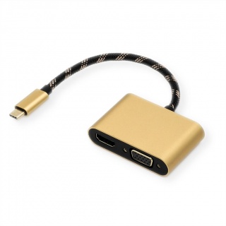 Adaptor USB-C la HDMI 4K@60Hz + VGA T-M 0.1m, Roline 12.03.3165