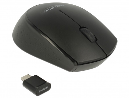 Mouse wireless optic 2.4 GHz 3 butoane si receptor USB-C, Delock 12526