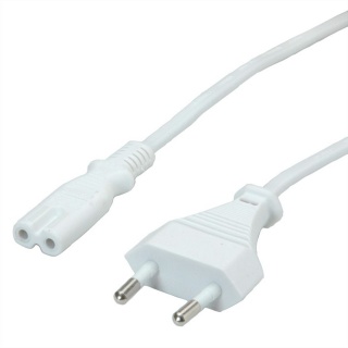Cablu alimentare Euro la IEC C7 (casetofon) 2 pini 1.8m Alb, Value 19.99.2095