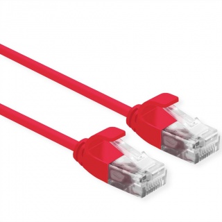 Cablu de retea Slim cat 6A UTP LSOH 0.3m Rosu, Roline 21.15.3911