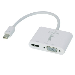 Adaptor Mini Displayport v1.2 la HDMI + VGA 4K T-M, Lindy L41070