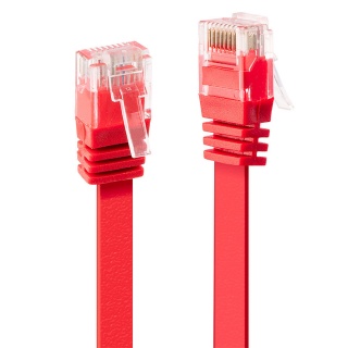 Cablu de retea cat 6 UTP Flat rosu 0.3m, Lindy L47510