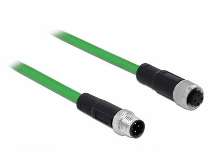 Cablu de retea M12 4 pini D-coded TPU 2m, Delock 85434