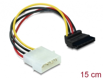 Cablu de alimentare SATA unghi 90 grade la Molex 4 pini, Delock 60101