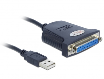 Cablu USB la paralel 25 pini 0.8m, Delock 61330