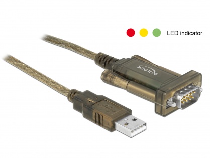 Adaptor USB la Serial DB9 RS-232 Prolific cu indicator LED, Delock 64073