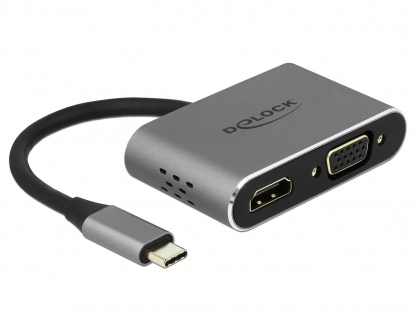 Adaptor USB-C la HDMI, VGA, 1 x USB 3.0, 1 x USB-C PD, Delock 64074
