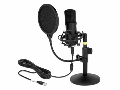 Microfon profesional USB pentru podcasting si jocuri, Delock 66300