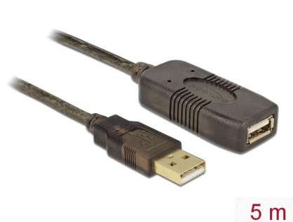 Cablu prelungitor activ USB 2.0 tip A T-M 5m, Delock 82308