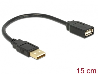 Cablu prelungitor USB 2.0 T-M 15cm, Delock 82457