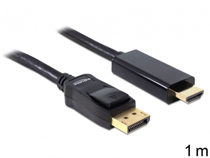 Cablu DisplayPort la HDMI Pasiv T-T ecranat 1m Negru, Delock 82586