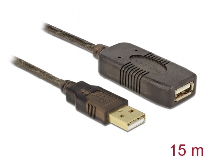 Cablu prelungitor activ USB 2.0 T-M 15m, Delock 82689
