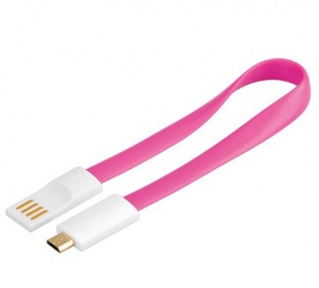 Cablu USB 2.0 la micro USB-B cu magnet, 0.2m Roz