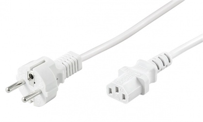 Cablu alimentare PC conector drept la IEC C13 2m Alb, Goobay 96039