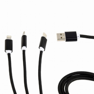 Cablu USB 2.0 la Micro USB-B, USB-C si Lightning Apple 1m Negru, Gembird CC-USB2-AM31-1M