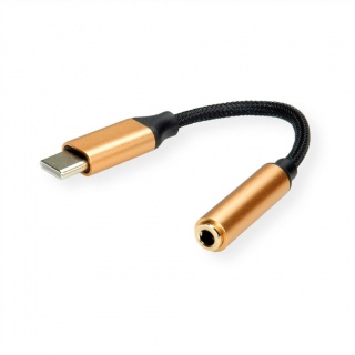 Adaptor audio GOLD USB-C la jack stereo 3.5mm T-M 0.13m, Roline 12.03.3223