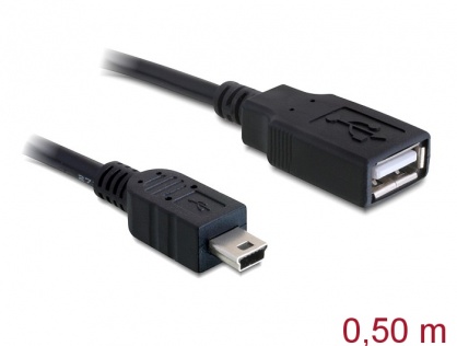 Cablu USB 2.0 la mini USB M - T 0.5m, Delock 82905