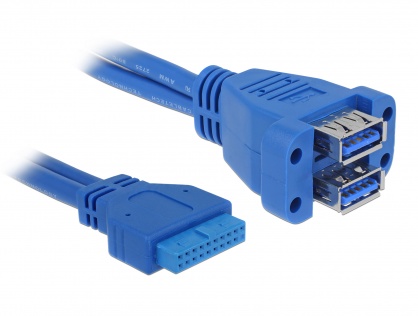 Cablu USB 3.0 pin header la 2 x USB 3.0-A M-M, Delock 82942