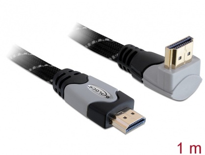 Cablu HDMI 4K v1.4 T-T unghi 90 grade 1m gri, Delock 82993