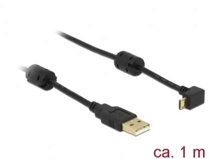 Cablu USB la micro USB-B T-T unghi 90grade 1m, Delock 83148