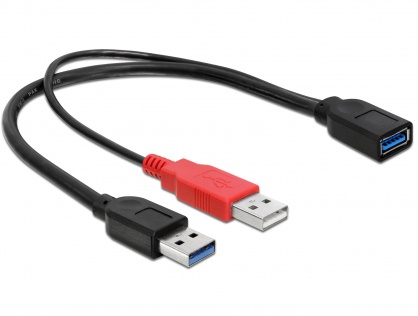Cablu Y USB 3.0 pentru alimentare suplimentara 30cm, Delock 83176