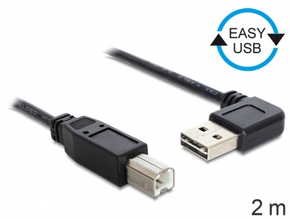 Cablu EASY-USB 2.0 tip A la USB 2.0 tip B T-T, unghi, 2m, Delock 83375