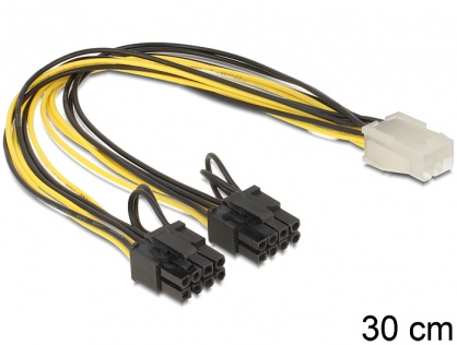 Cablu PCI Express 6 pini la 2 x 8 pini M-T 30cm, Delock 83433