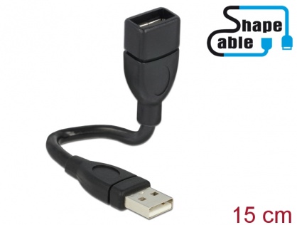 Cablu USB 2.0-A la USB 2.0 A T-M ShapeCable 0.15m, Delock 83497