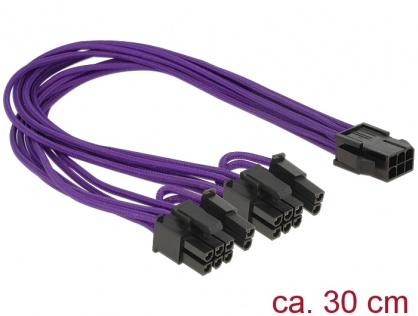 Cablu alimentare PCI Express 6 pini la 2 x 8 pini M-T, Delock 83704