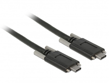 Cablu SuperSpeed USB 10 Gbps (USB 3.1 Gen 2) tip C cu suruburi pe laterale T-T 1m Negru, Delock 83720