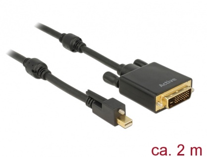 Cablu mini Displayport 1.2 la DVI T-T 4K 2m Activ cu surub, Delock 83726