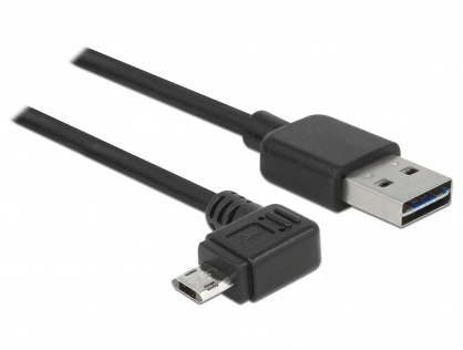 Cablu EASY-USB 2.0 tip A la micro USB-B EASY-USB unghi stanga/dreapta T-T 0.5m Negru, Delock 83847
