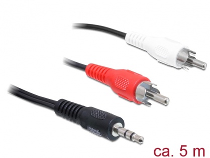 Cablu audio jack stereo 3.5 mm la 2 X RCA T-T 5m, Delock 84212