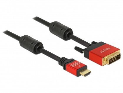 Cablu HDMI la DVI-D Dual Link 24+1 pini T-T Premium 3m, Delock 84343