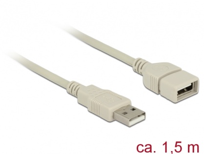 Cablu prelungitor USB 2.0 T-M 1.5m gri, Delock 84828