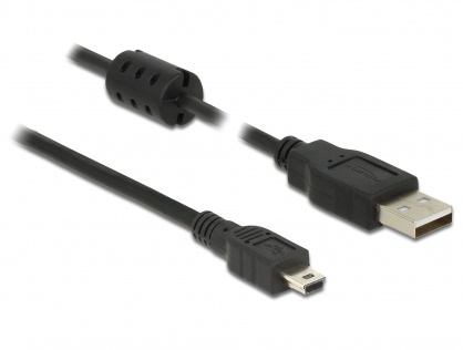 Cablu USB 2.0 la mini USB-B 1m Negru T-T, Delock 84912