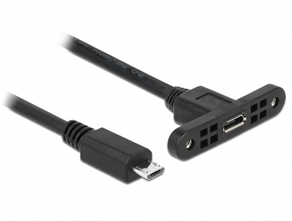 Cablu micro USB-B USB 2.0 panel-mount la micro-B USB 2.0 M-T 25cm, Delock 85245
