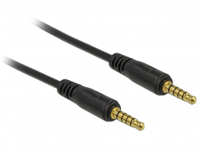 Cablu audio jack stereo 3.5 mm 5 pini T-T 2m Negru, Delock 85697