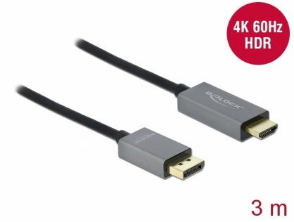 Cablu activ DisplayPort 1.4 la HDMI 4K@60 Hz (HDR) T-T 3m, Delock 85930