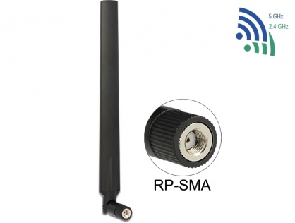 Antena WLAN 802.11 ac/a/h/b/g/n RP-SMA 5 - 7 dBi omnidirectional, Delock 88899