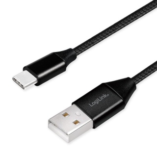 Cablu USB 2.0 la USB-C T-T 1m Negru, Logilink CU0140
