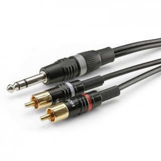 Cablu audio jack stereo 6.35mm la 2 x RCA T-T 1.5m, HBP-6SC2-0150