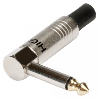 Conector de lipit jack mono 6.35mm tata unghi, HICON HI-J63MA01