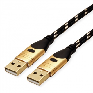 Cablu USB 2.0-A GOLD T-T 0.8m, Roline 11.02.8911
